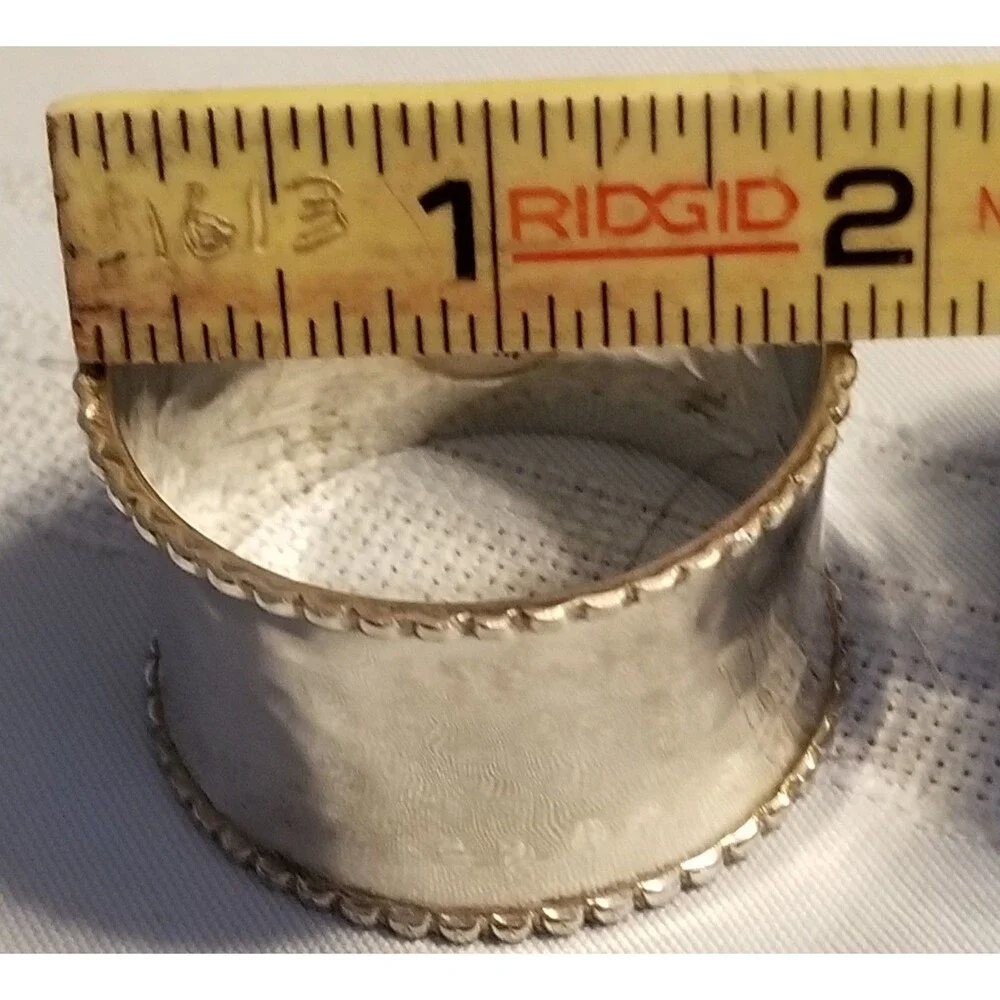 Silver‑Plated Beaded Napkin Rings Pair – Vintage India Tableware